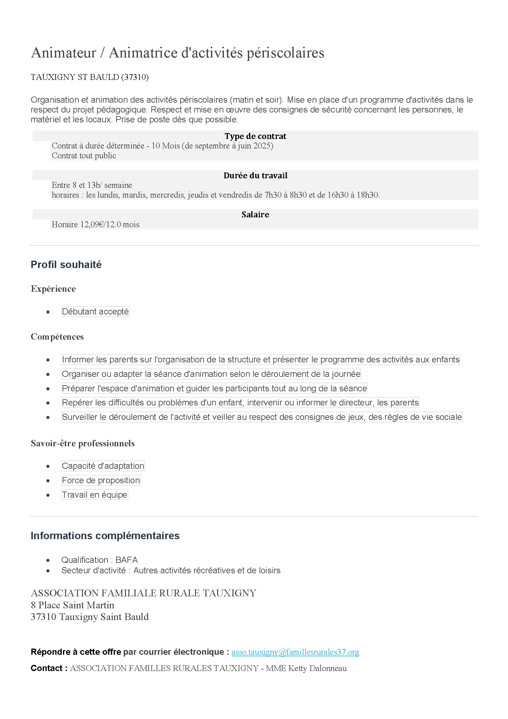 annonce animateur(trice)