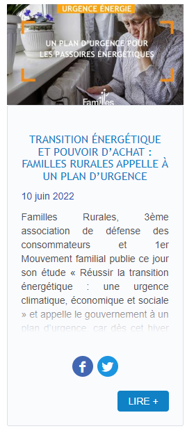 Familles Rurales demande un plan d'urgence énergie